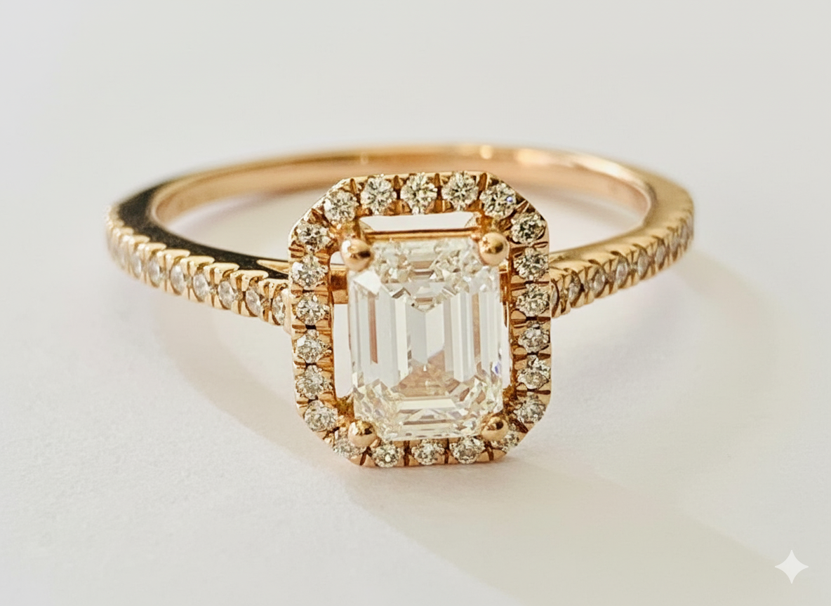 Near-Carat Romance 0.93 CT Natural Diamond Ring in Solid Rose Gold